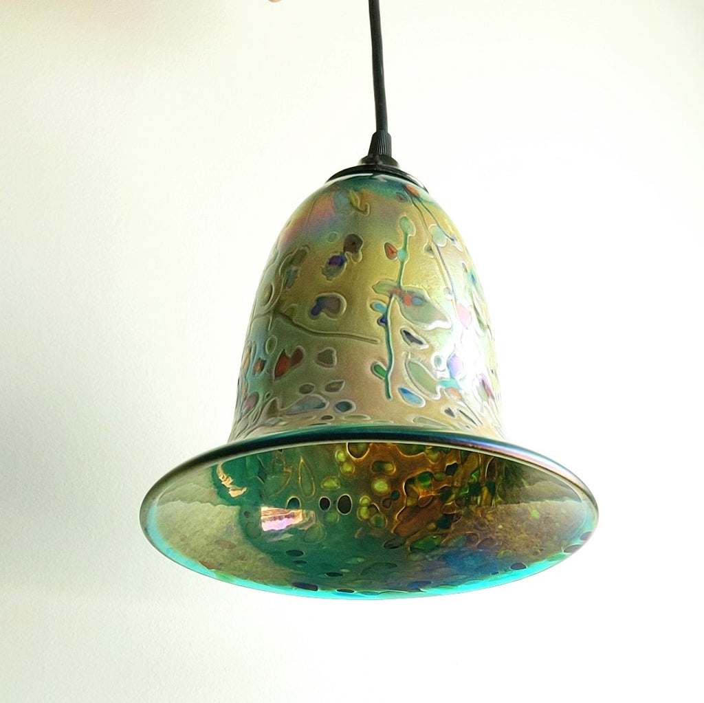 Blown Glass Pendant Lamp by Rick Hunter, flared view from bottom