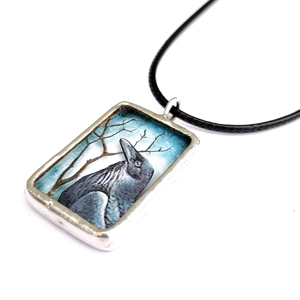 Reversible shadowbox Raven Pendant by Nettles Jewelry