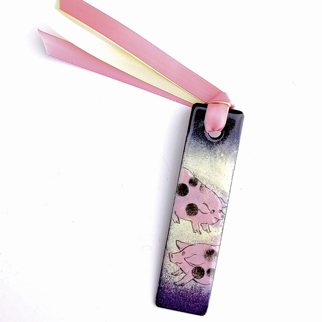 Pigs design enamel bookmark by Margot Page