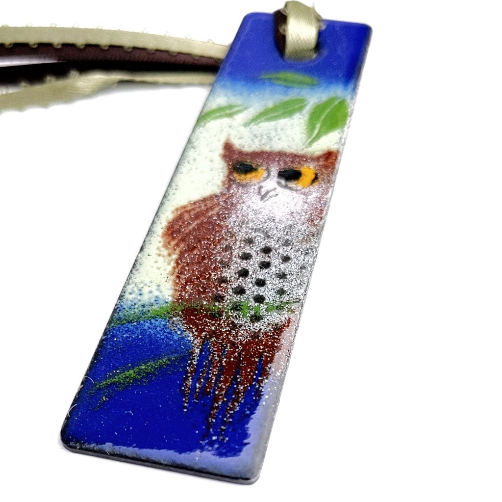 Owl enamel bookmark by Margot Page, detail view