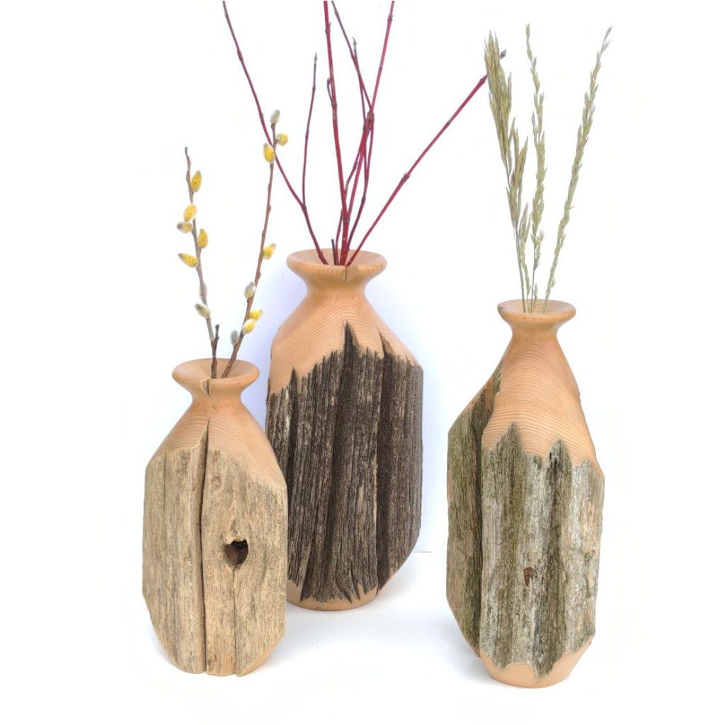 Larry Cluchey wood cedar rail vases