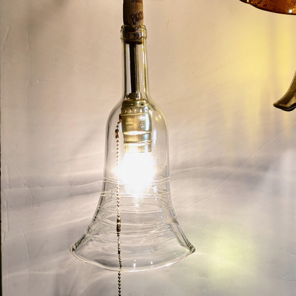 Bottle Pendant Lamps, blown glass bottle clear glass