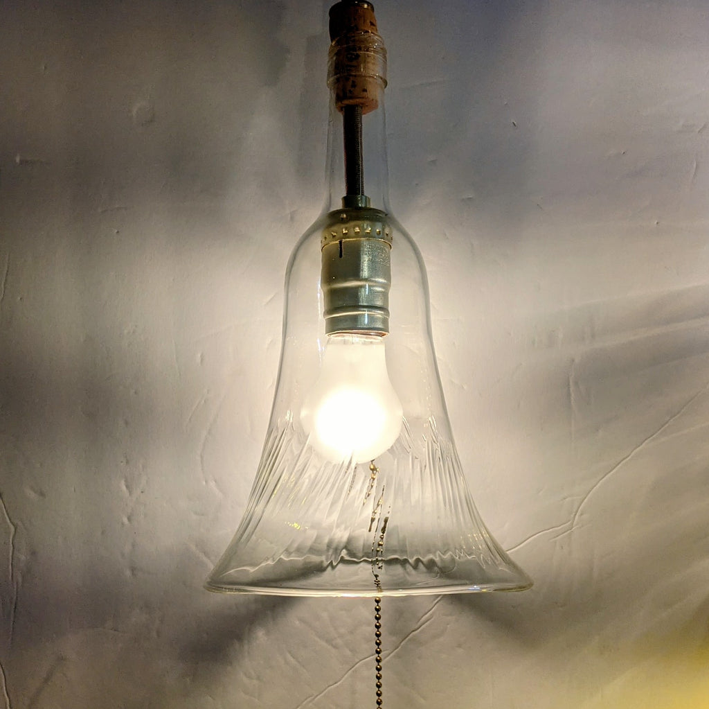 Bottle Pendant Lamps, blown glass clear glass light on