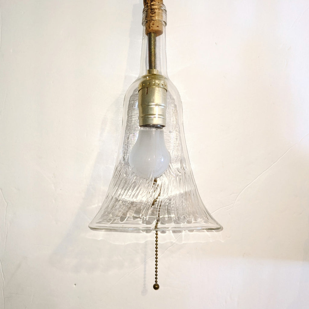 Bottle Pendant Lamps, blown glass clear glass light off