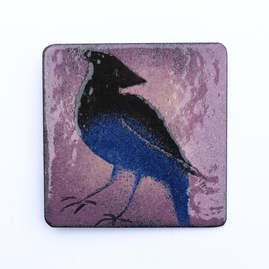 Enamel fridge magnet by Margot Page, , blue bird design