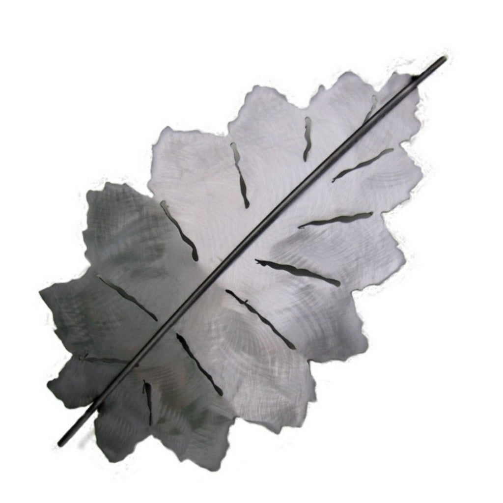 Shiny steel Beech Leaf, slightly coved to create space from the wall, handcrafted metal wall  art by Metallic Evolution.