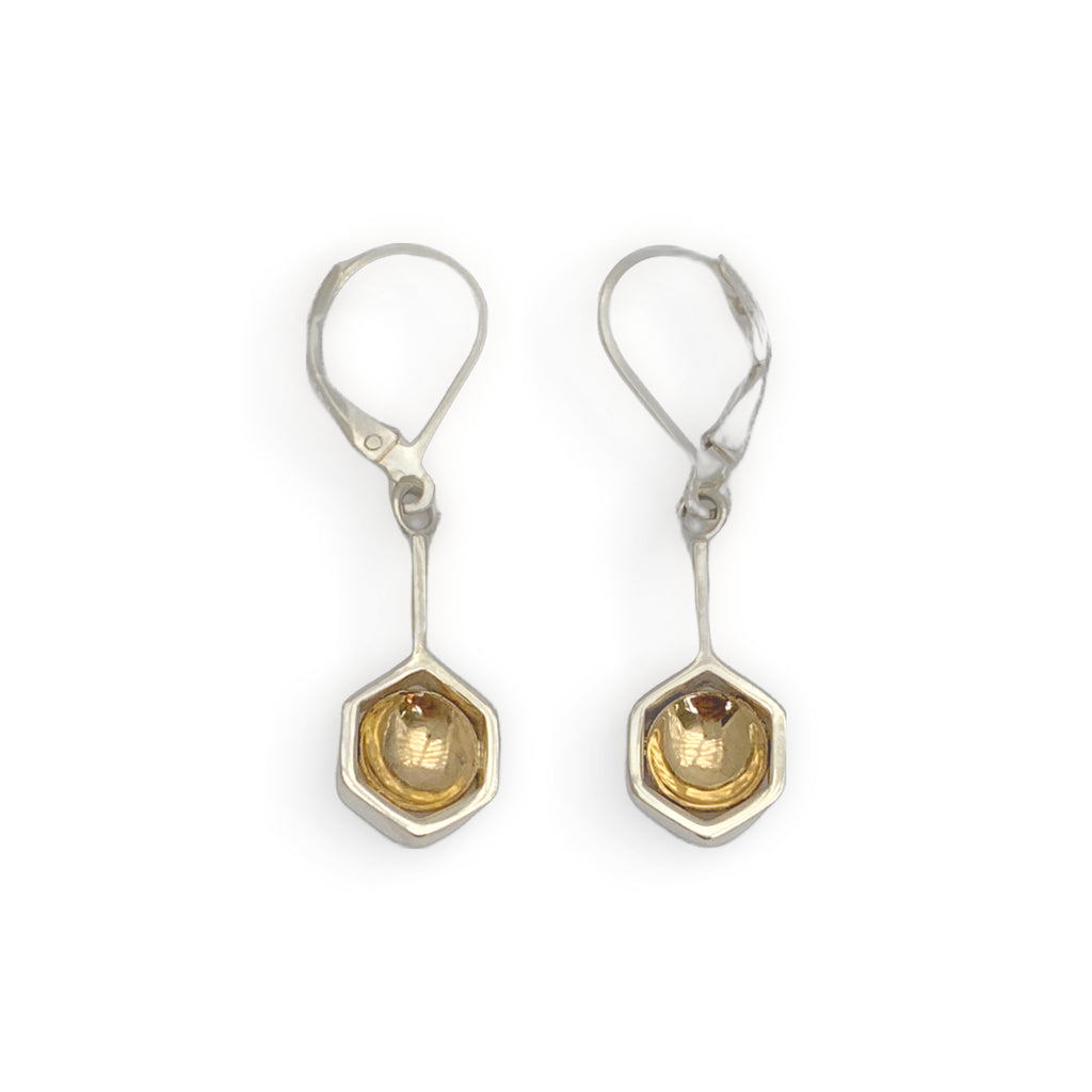 honey drop earrings by Constantine Jewellery Design, sterling silver and 14 k gold