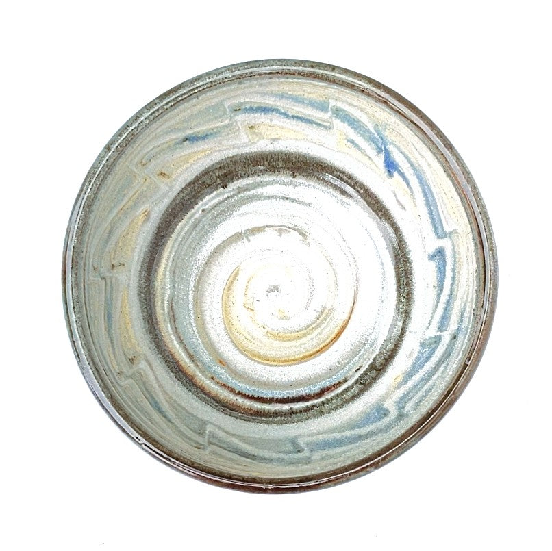 Wheel-thrown pottery bowl by Wayne Cardinalli, top view of salad bowl