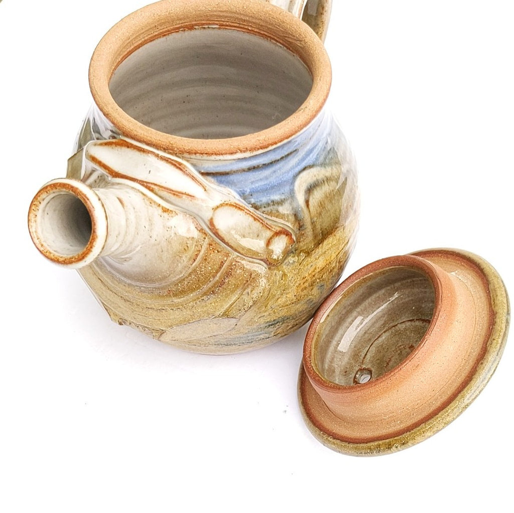 close up view of Handcrafted ceramic teapot by Canadian potter Wayne Cardinalli