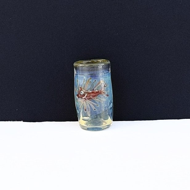 Spikey Fish design Ocean Shot Glass, handblown by Otter Rotolante, OT Glass.