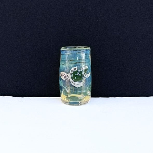 Sea turtle design Ocean Shot Glass, handblown by Otter Rotolante, OT Glass.