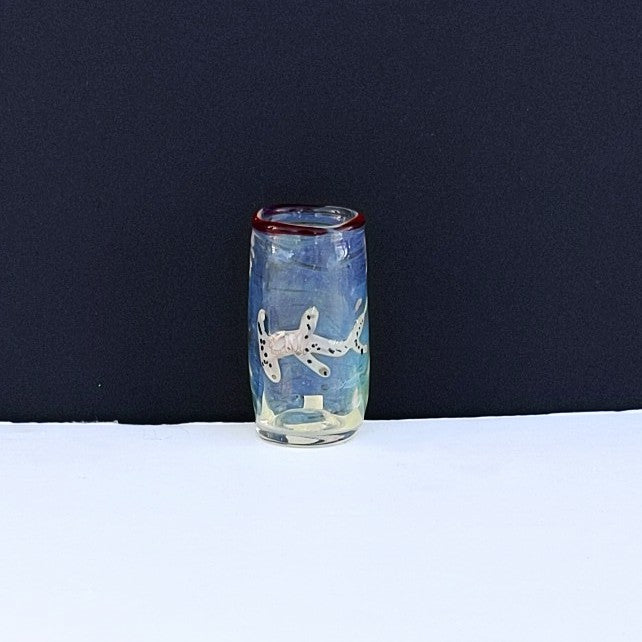 Hammer Head shark design Ocean Shot Glass, handblown by Otter Rotolante, OT Glass.