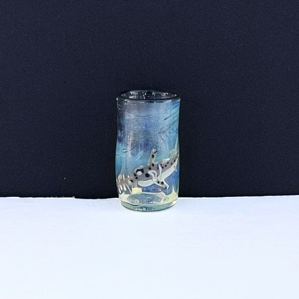 Sawfish design Ocean Shot Glass, handblown by Otter Rotolante, OT Glass.