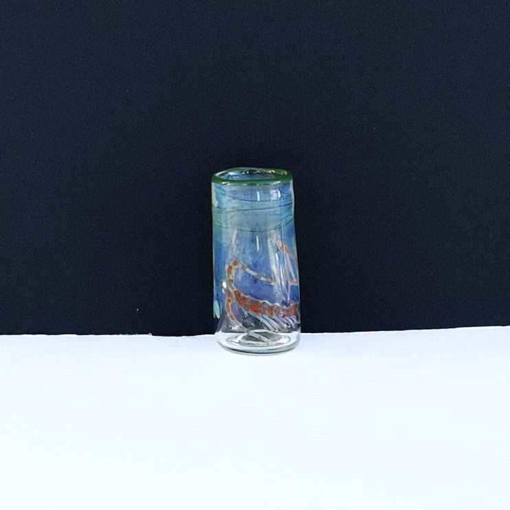 under the sea design Ocean Shot Glass, handblown by Otter Rotolante, OT Glass.