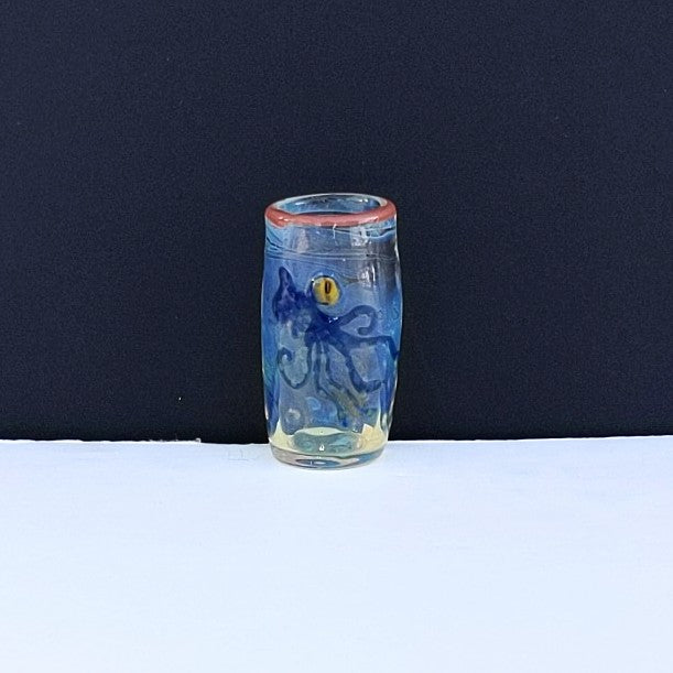 Octopus design Ocean Shot Glass, handblown by Otter Rotolante, OT Glass