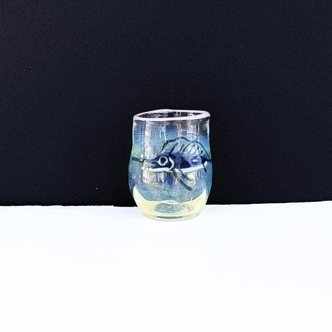 Sword Fish design Tequila Cup, hand-blown glass by Otter Rotolante, OT Glass