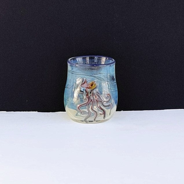 Squid Design Tequila Cup, hand-blown glass by Otter Rotolante, OT Glass