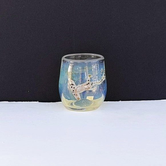 Hammer head shark design Tequila Cup, hand-blown glass by Otter Rotolante, OT Glass