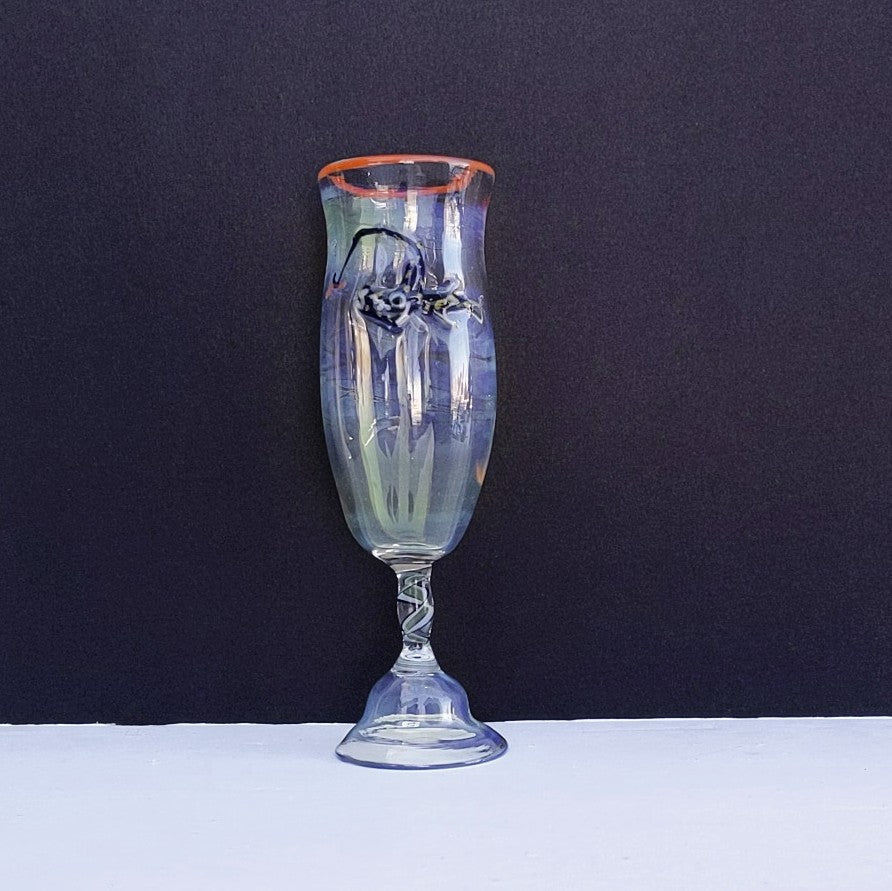 Angler Fish design Ocean Champagne Glass, handblown by Otter Rotolante, OT Glass