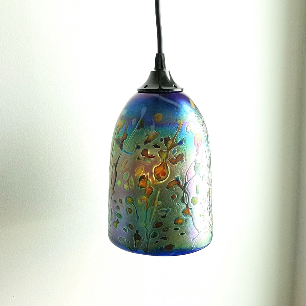 Blown Glass Pendant Lamp by Rick Hunter, front view