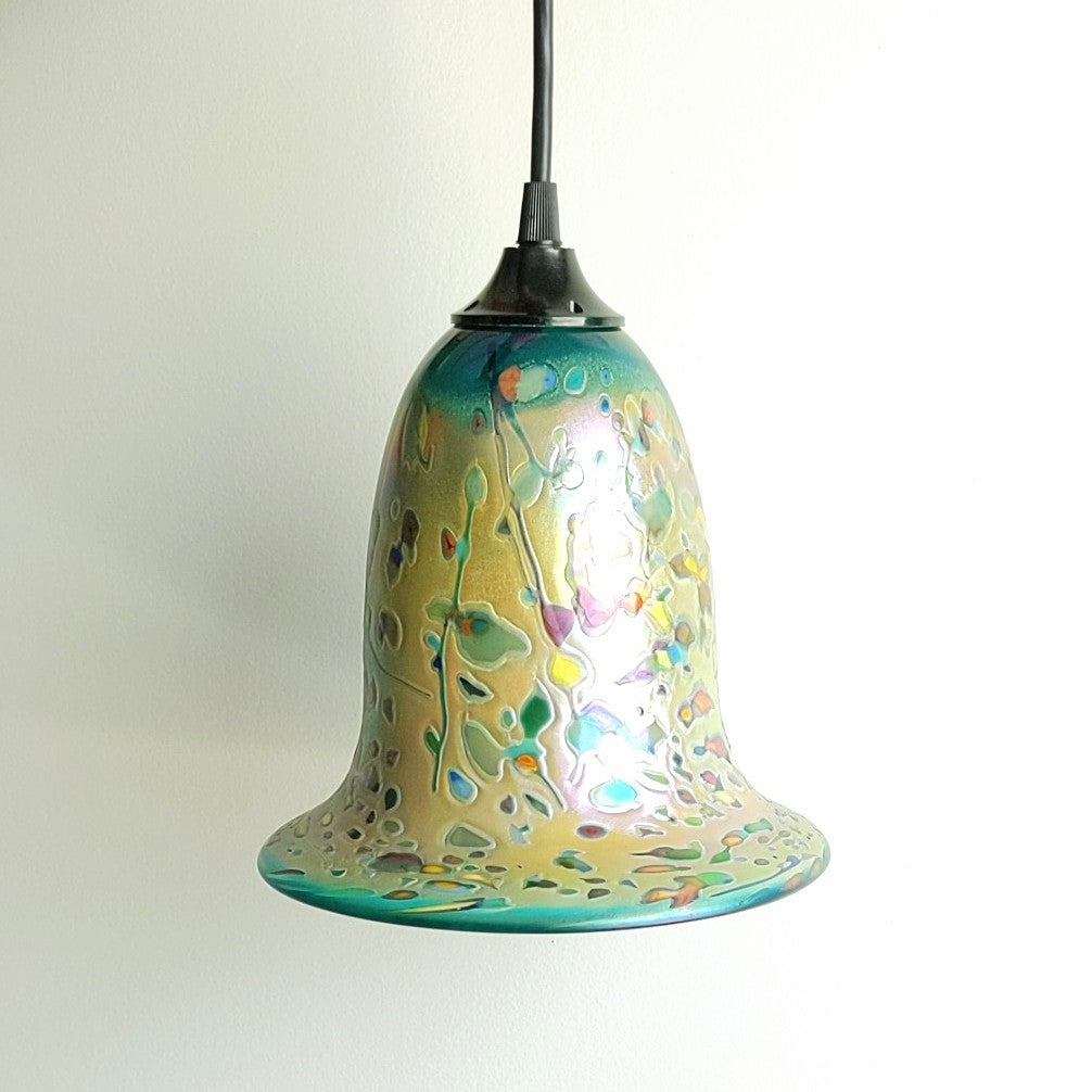 Blown Glass Pendant Lamp by Rick Hunter, flared side view