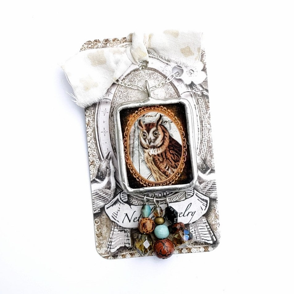 Owl & Bird reversible pendant by Nettles Jewelry