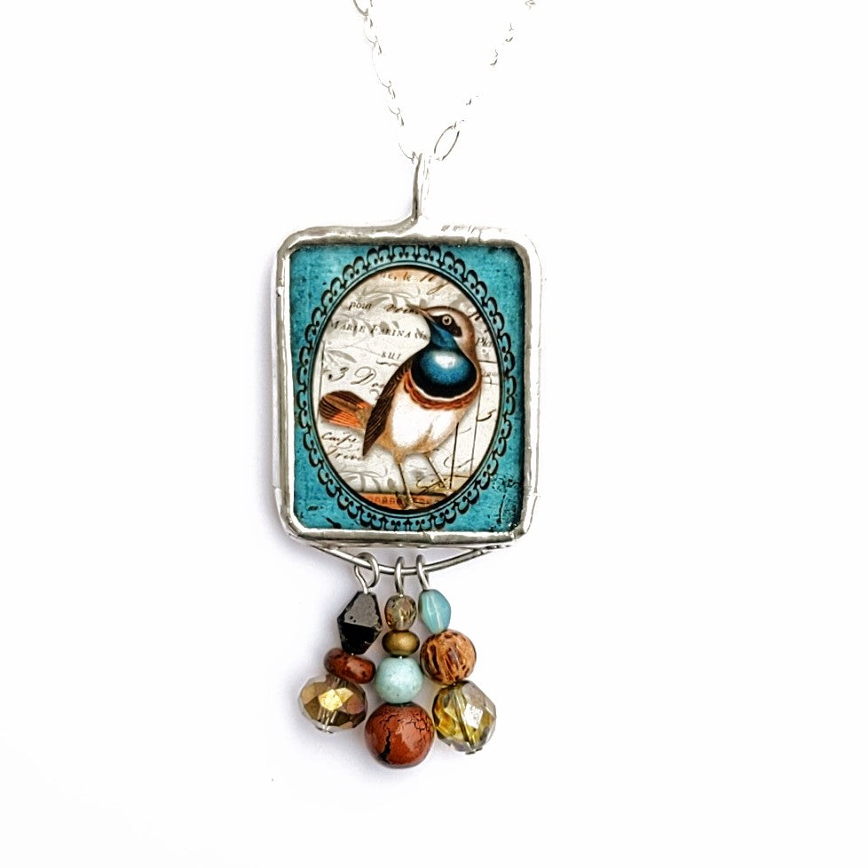 Bird and Owl reversible pendant by Nettles Jewelry