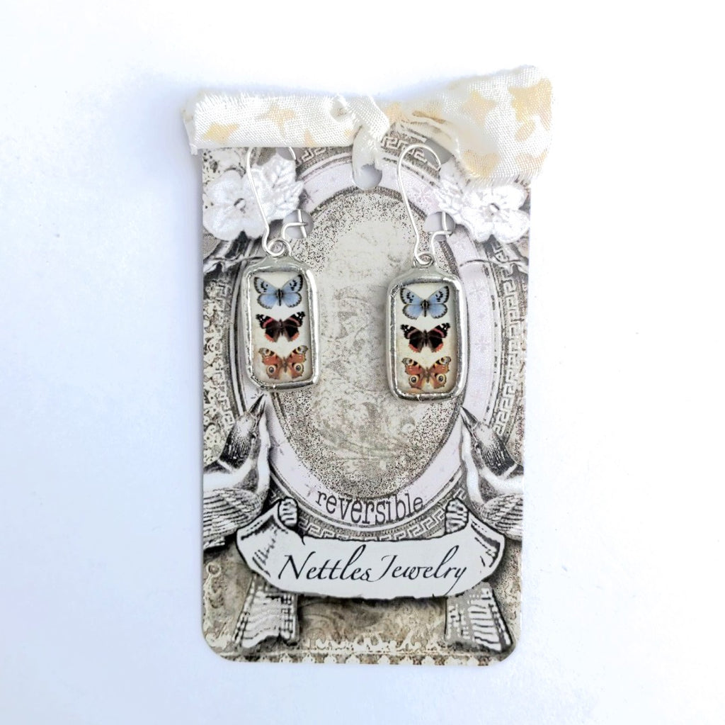 Butterfly prints in a reversible earring by Nettle's Jewelry