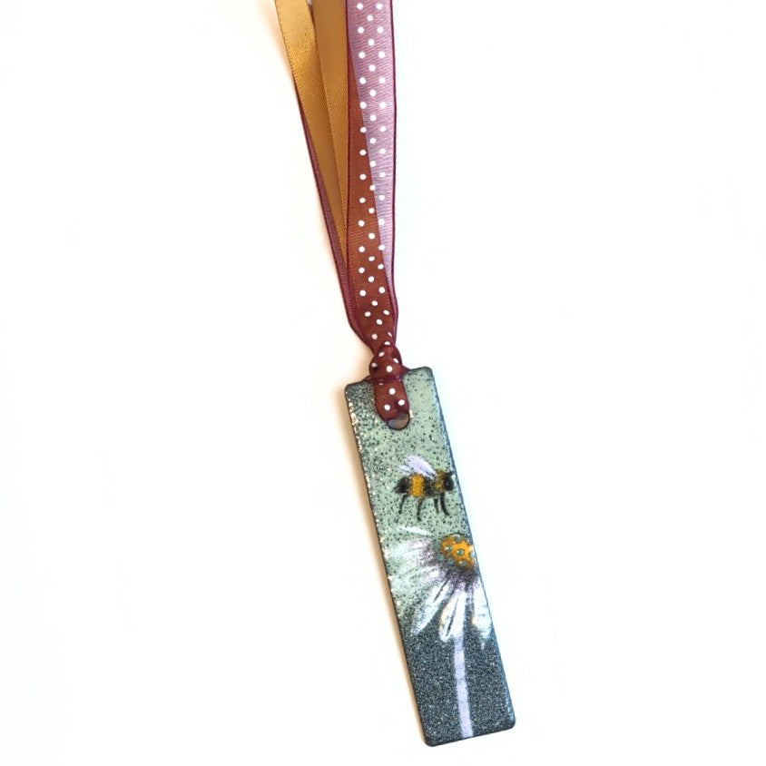 Enamel Bookmark by Margo Page with daisy and a bee