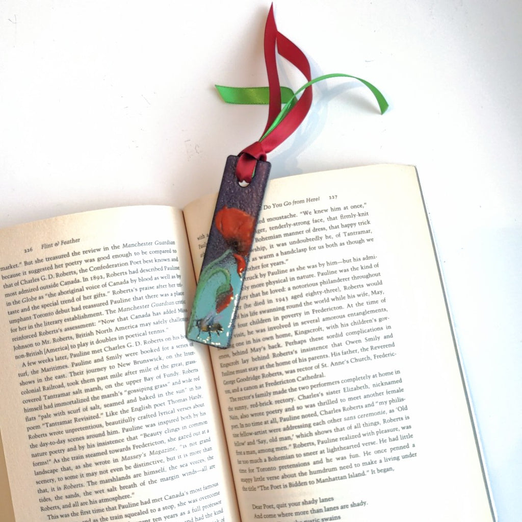 Margot Page enamel bookmark with poppy and bee