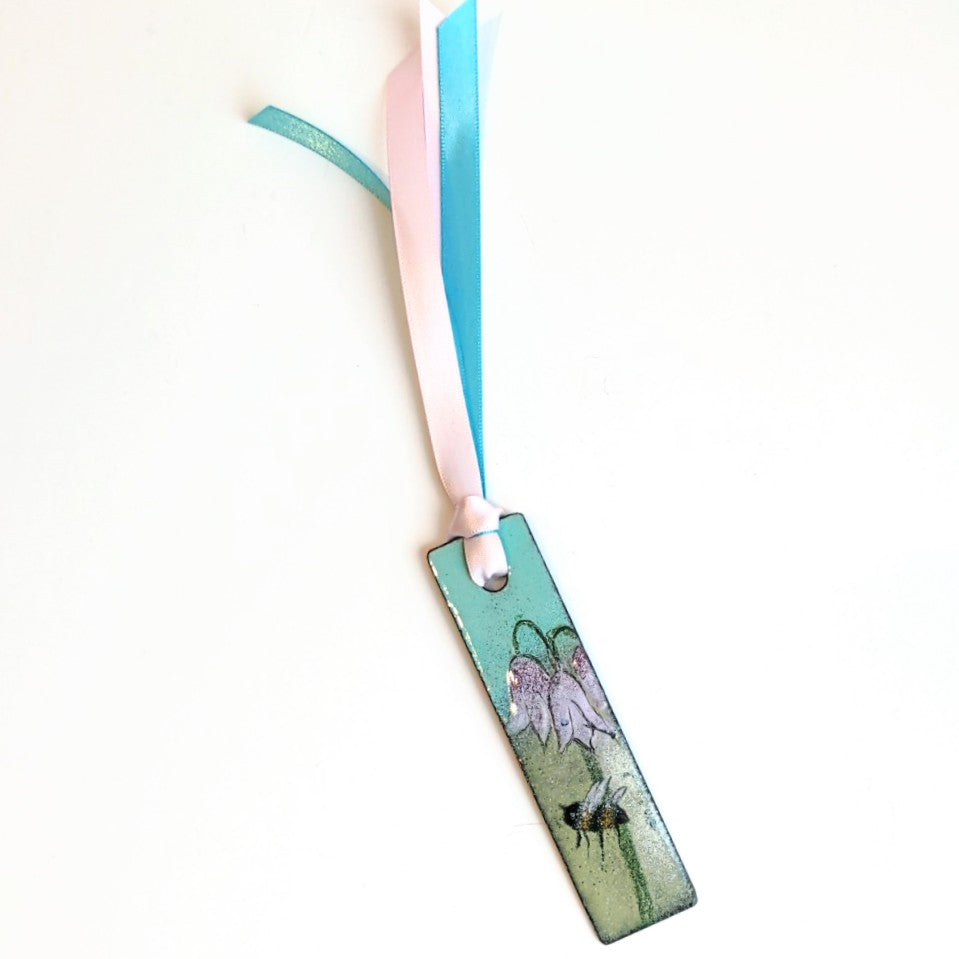 Enamel Bookmark by Margo Page with Fritillaria and a bee