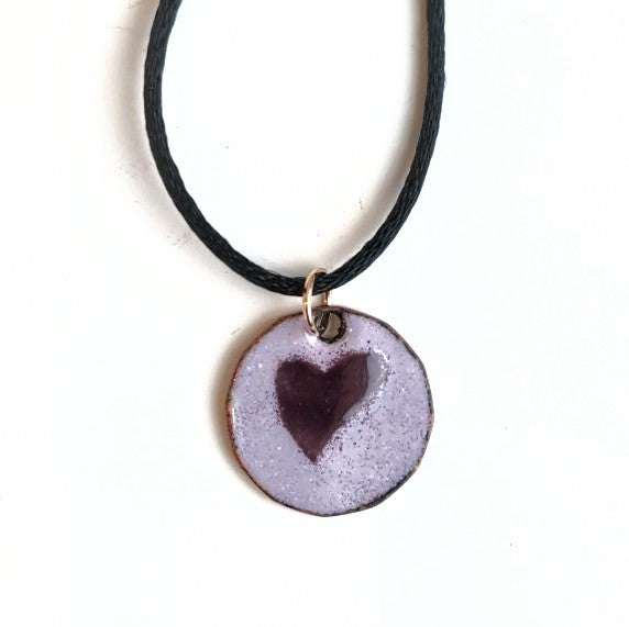 Enameled Penny Pendant with heart, by Margot Page