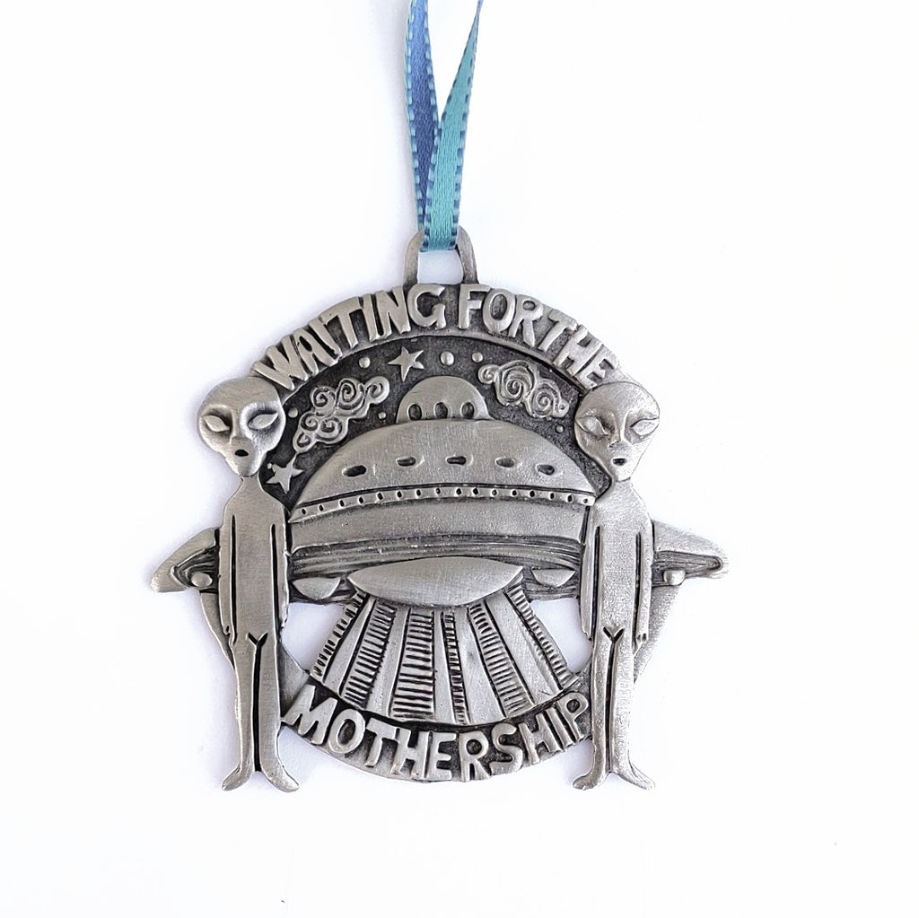 Waiting for the Mother Ship pewter ornament by Leandra Drumm Designs