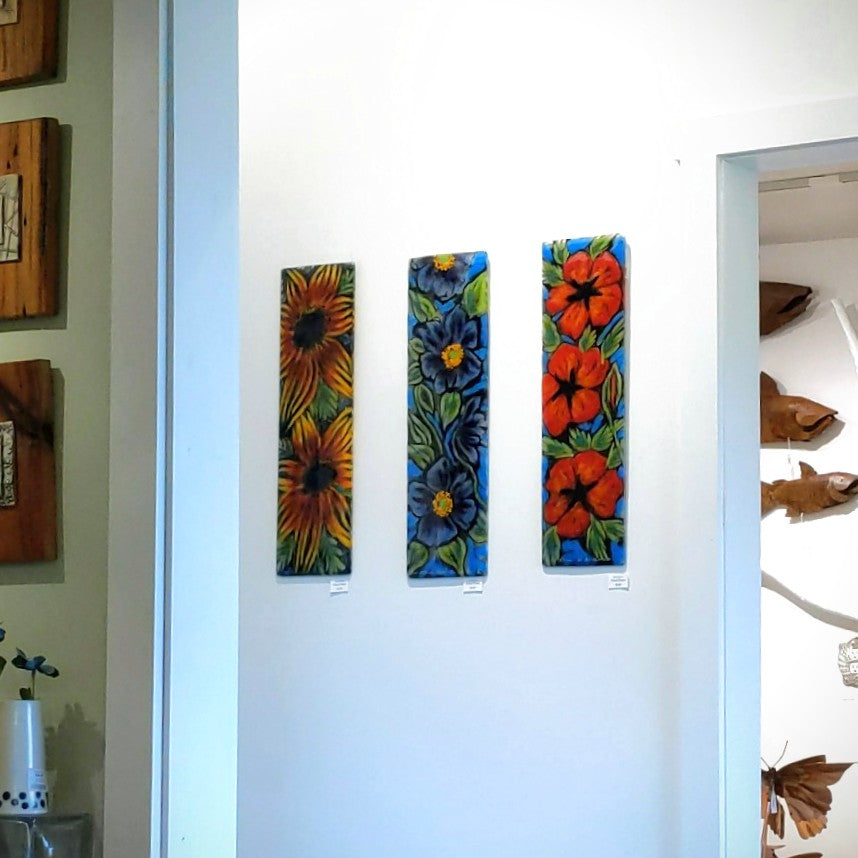 Three Glass Wall Panels by Kiln Art