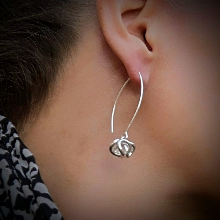 Hugs sterling silver earrings by Constantine Designs, drop earrings made in Halifax, NS