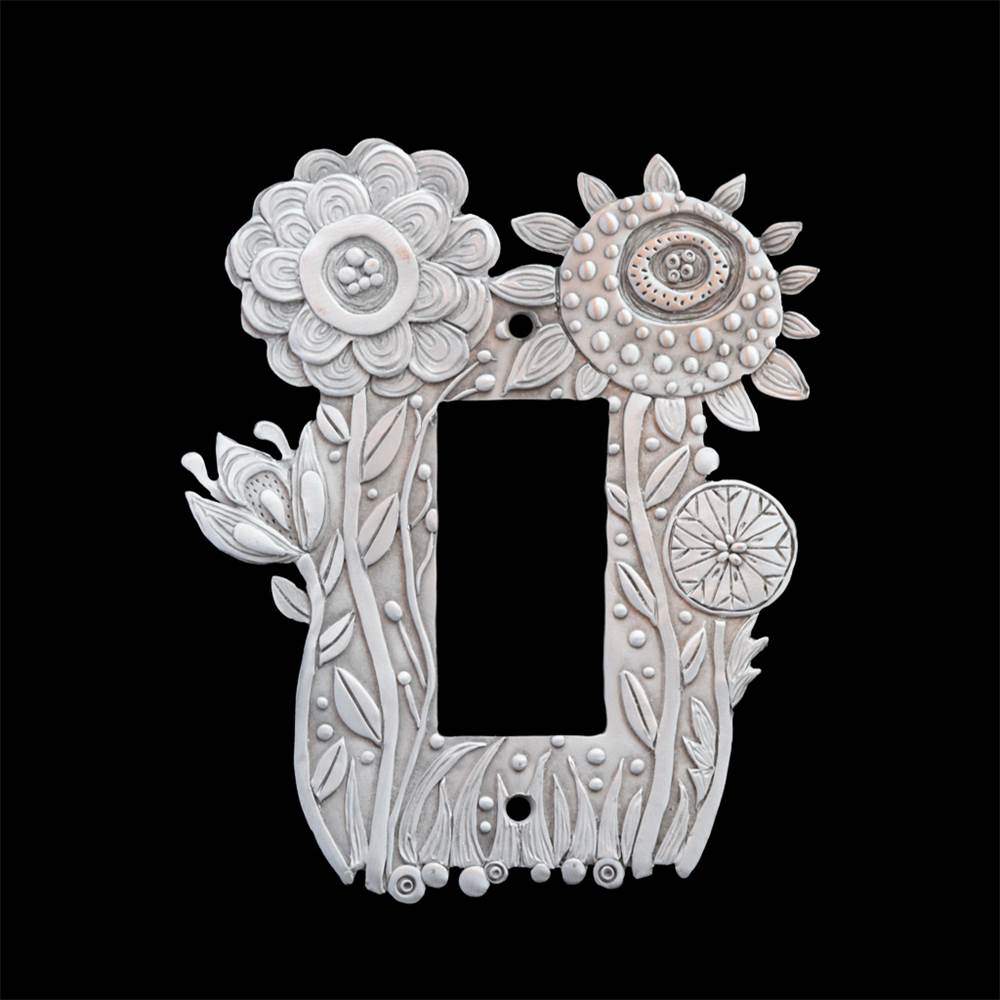Flora pewter rocker switch plate cover, design by Leandra Drumm