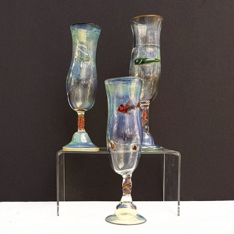 Ocean Champagne Glass by OT Glass