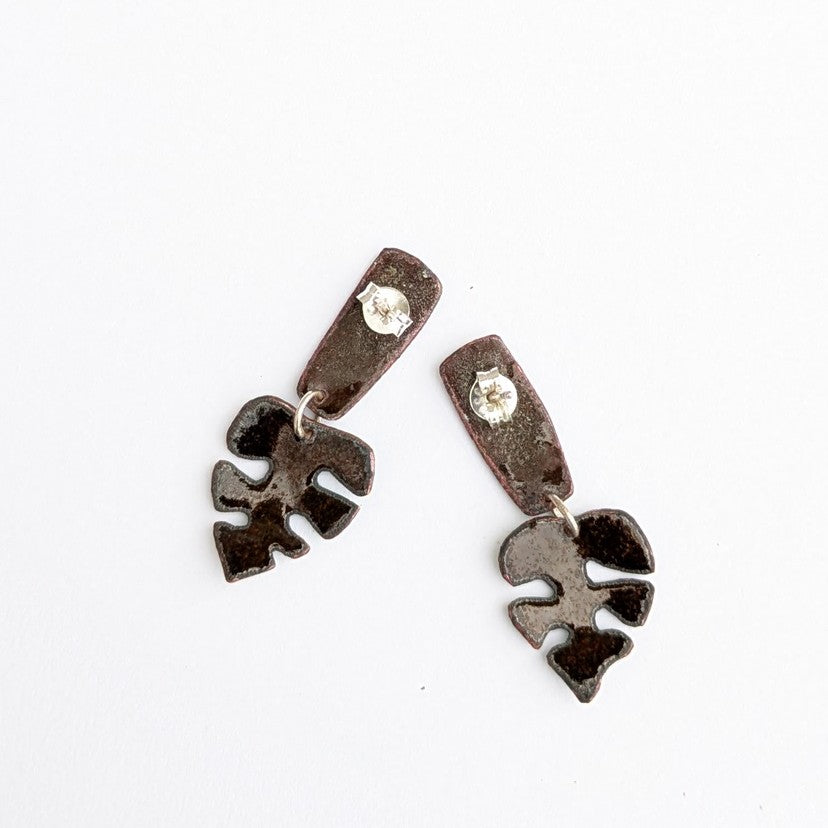 Hand crafted enamel earrings by Canadian Tim Laurin. back view