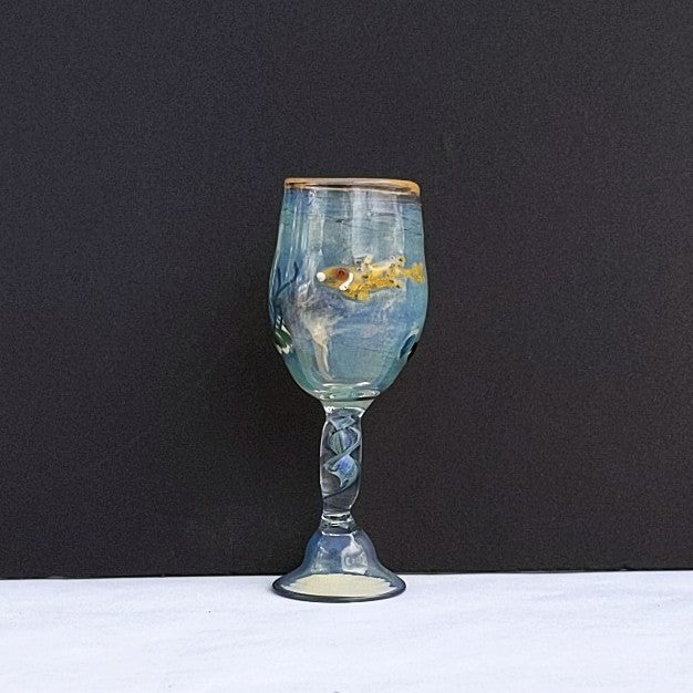 Tropical Fish design Cordial Glass, handblown by Otter Rotolante of OT Glass