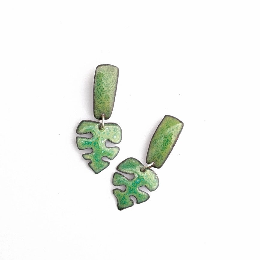 Hand crafted enamel earrings by Canadian Tim Laurin.