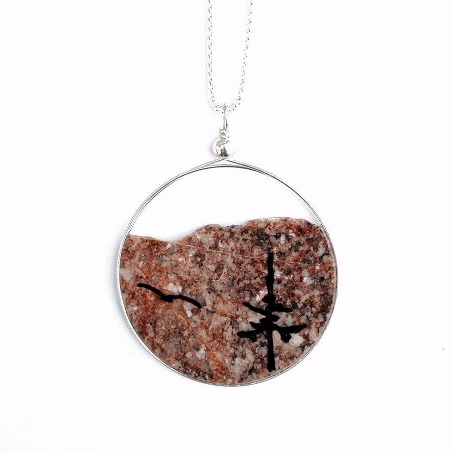Canadian made jewelery by Wendy Stanwick of A Slice of the North Jewellery. Solid granite, sterling silver chain.