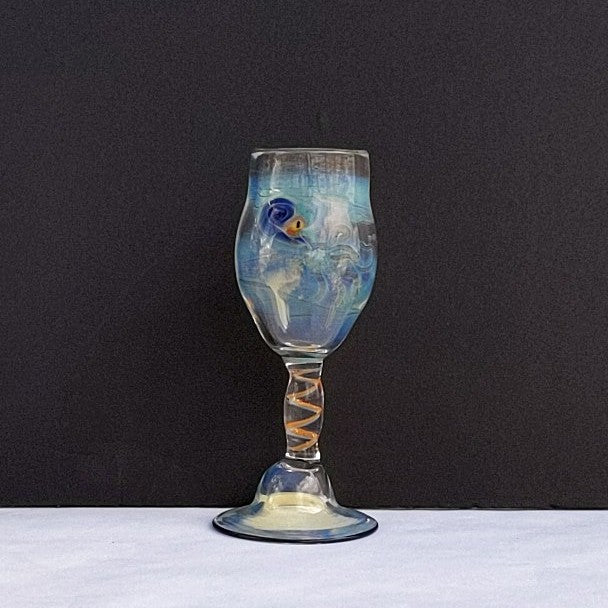 Sealife design Cordial Glass, handblown by Otter Rotolante of OT Glass
