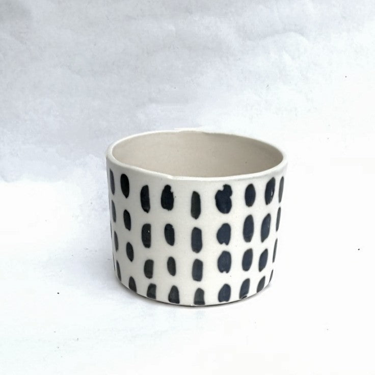 White clay bowl, pottery by Juliet Promnitz dots