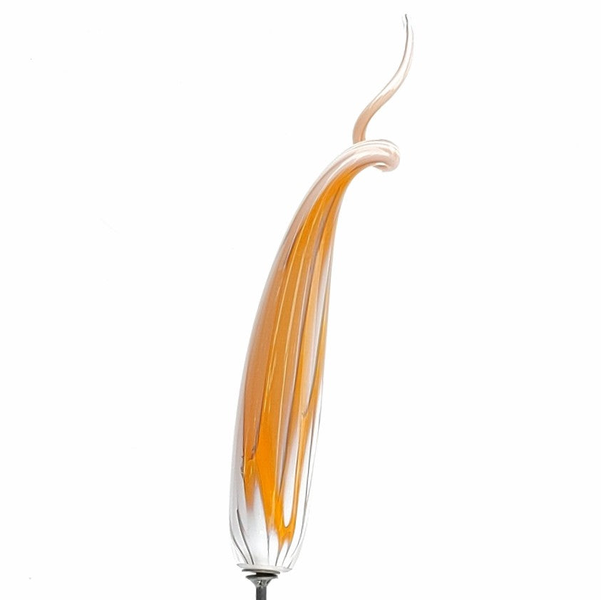 Glass spike, garden decor by Skytree Smith of Elemental Glassworks, orange with metal support rod