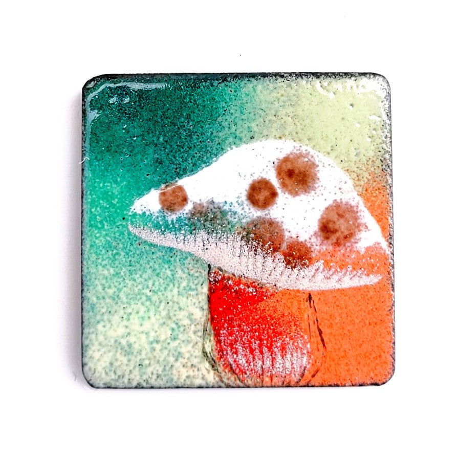Mushroom enamel fridge magnet by Margot Page