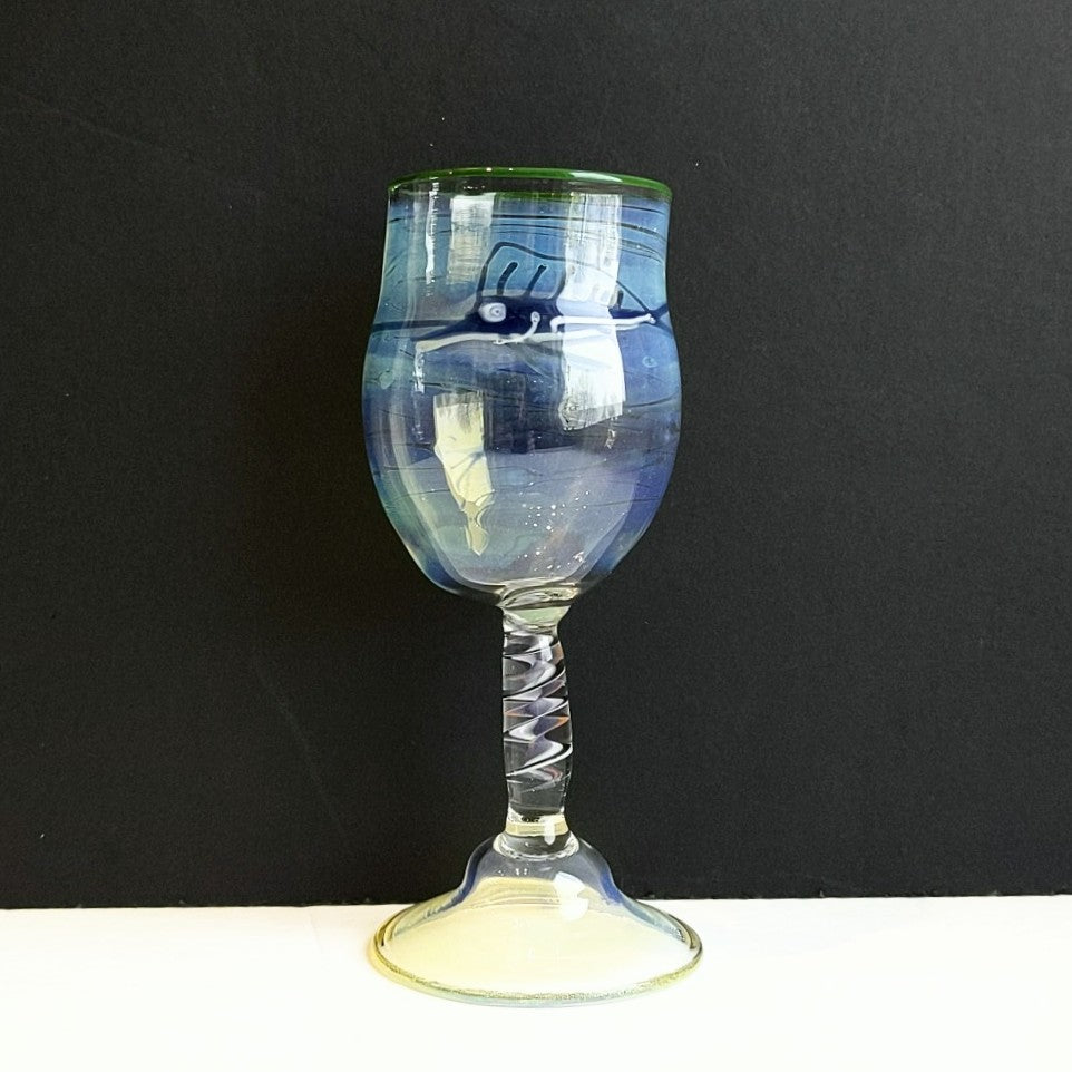 Sealife on Ocean Goblet by OT Glass