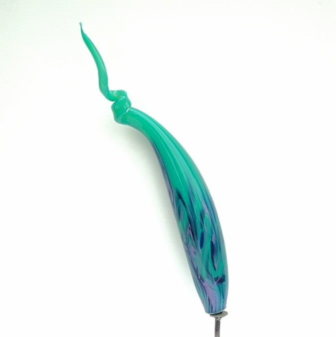 86 Green glass spike, hand blown by Skytree Smith of Elemental Glassworks