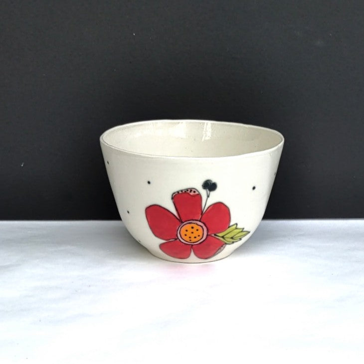 Flower design handmade pottery bowl by Juliet Promnitz