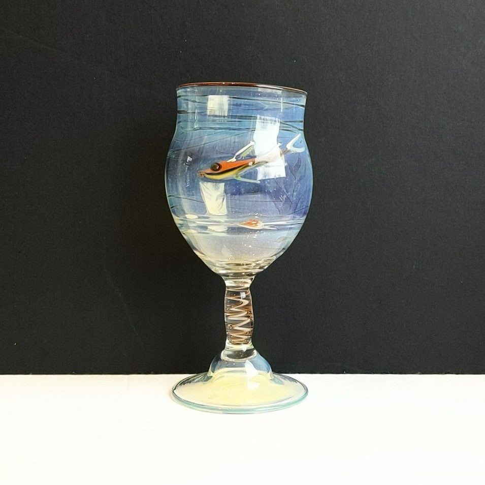 orange fish swimming around OT Glass Goblet