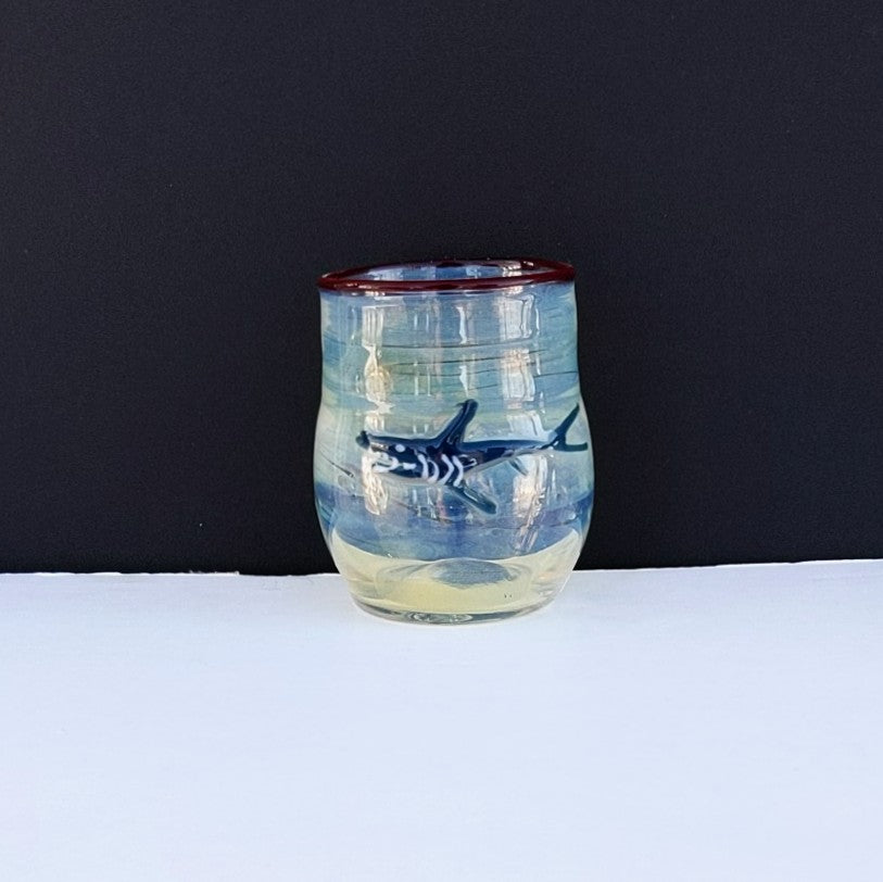 Blue Shark  design Ocean Cup by Otter Rotolante, OT Glass